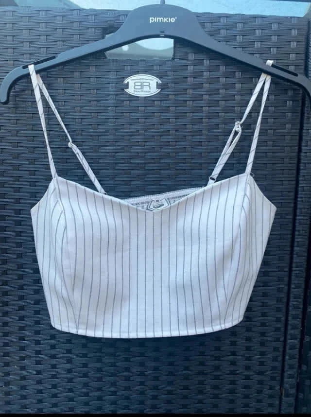 Crop top blanc Pimkie rayé